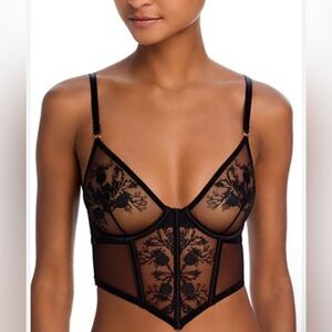Free People Black Sheer Floral Bustier